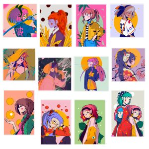 استیکر لپ تاپ ماسا دیزاین طرح girl کد V0019 مجموعه 12 عددی