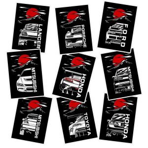 استیکر لپ تاپ ماسا دیزاین طرح car کد SAM108 مجموعه 9 عددی