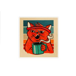 استیکر تزئینی موبایل و تبلت ماسا دیزاین مدل stkv0350 طرح coffee.cat