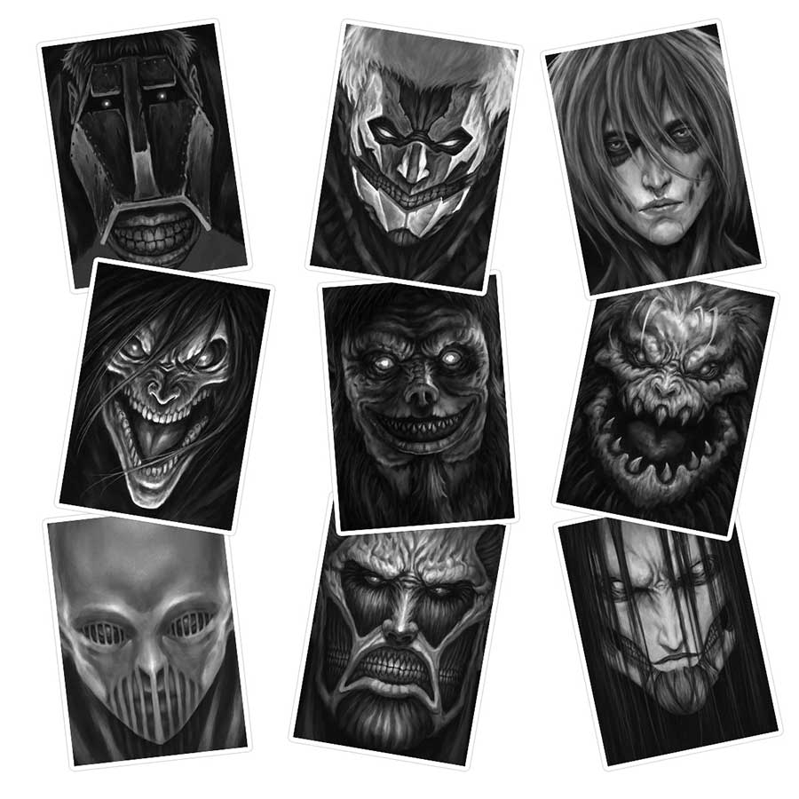 استیکر لپ تاپ ماسا دیزاین طرح attack on titan کد SAM137 مجموعه 9 عددی