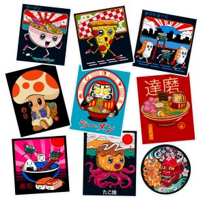 استیکر لپ تاپ ماسا دیزاین طرح pizza کد COLS54 مجموعه 9 عددی