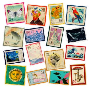 استیکر لپ تاپ ماسا دیزاین طرح Postage Stamp کد COLS42 مجموعه 16 عددی